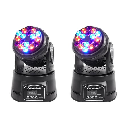 - (2) FARENHEIT FH318MH Compact RGB DMX Moving Heads Beam Club Stage Party Lights