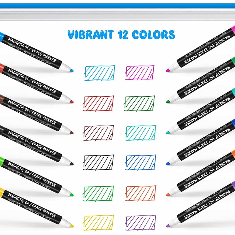 Maxtek Magnetic Dry Erase Markers, 12 Count Fine Tip photo 5