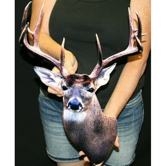 Big White Tail Buck Hunting Metal Wall Hanging Sign - 20" x 14"