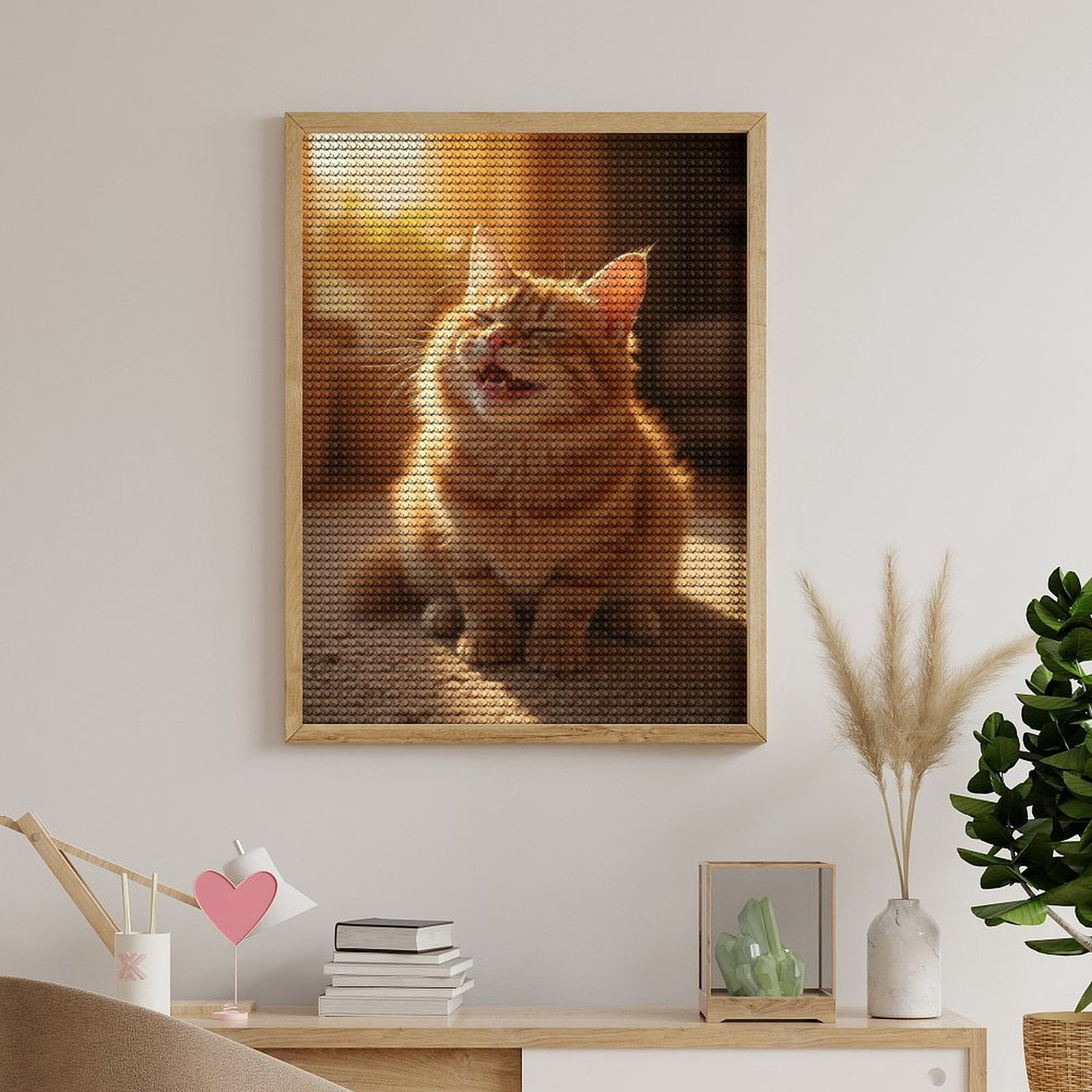 Diamond Art Kits for Adults, Smiling Cat In Sunlit Room 5D Diamond Painting Kits for Adults Beginners, DIY Full Drill Diamond Painting, Gem Art and Crafts 12x16