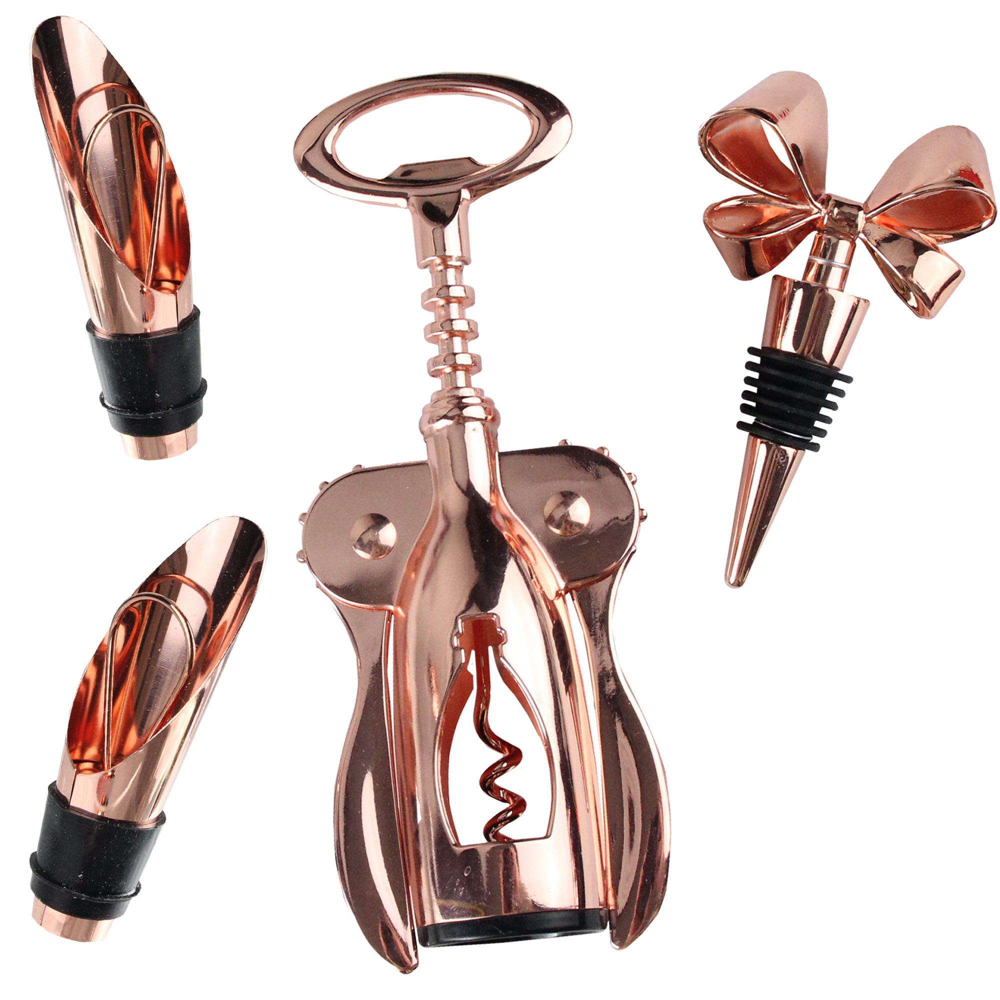 Set of 4 Classy Decorative Handcrafted Rose Gold Plated Wine Set 7.25