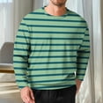 thumbnail image 2 of LNWUY (S-5XL) Big and Tall Men's Fashion Casual Striped Crewneck Long Sleeve Top T-Shirt Basic Pullover Loose tee Shirt Green XL, 2 of 5
