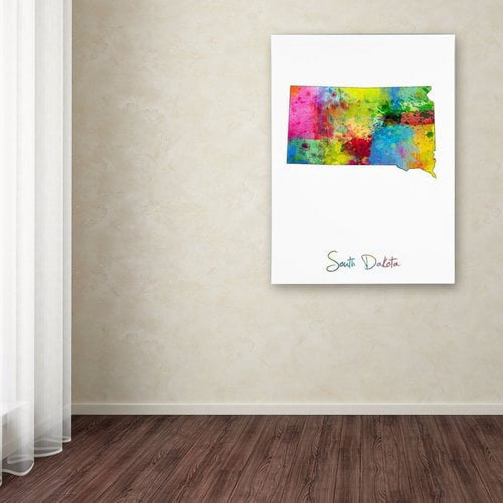 Trademark Fine Art "South Dakota Map" Canvas Art by Michael Tompsett