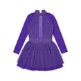 thumbnail image 5 of TiaoBug Kids Girls Figure Skating Dance Dress Shimmery Long Sleeve Lyrical Leotard Dancewear Purple 16, 5 of 7