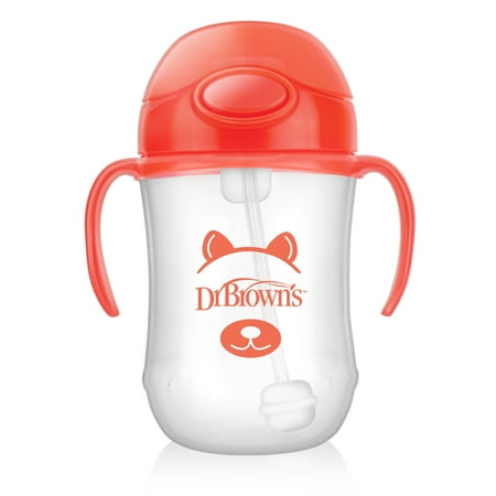 Dr. Brown's Baby's First Straw Cup, Cute Critters Orange, 9 Ounce, Single