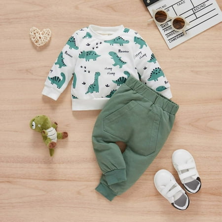 

Simplmasygenix Toddler Shirts Clearance Summer Pajamas Autumn Winter Baby Boys Girls Dinosaur Pattern d Blouse Plaid Trousers Hoodie Suit