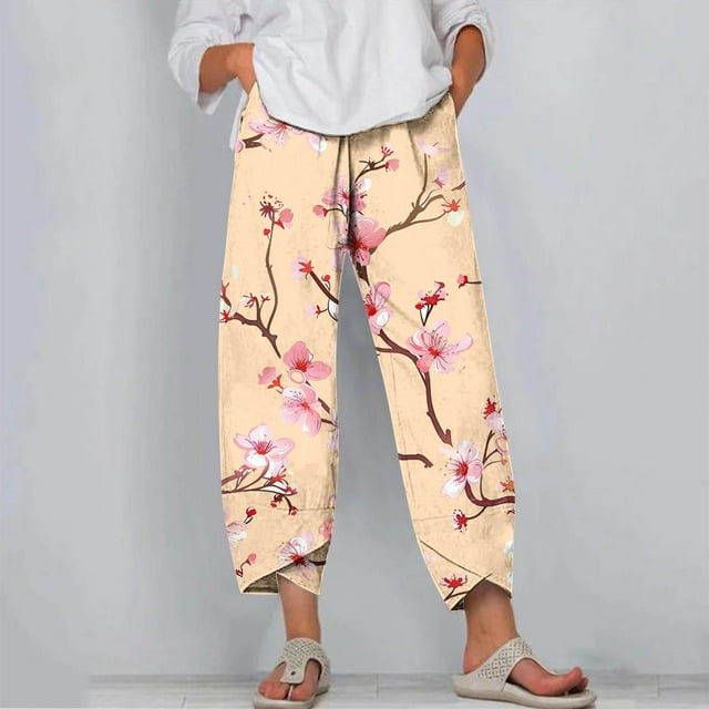 Ensembles Haut et Pantalon pour Femmes, Pantalons Raccourcis Imprimés d'Été Confortables et Tendance pour Femmes