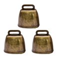 thumbnail image 1 of Juego de 3 campanillas de viento colgantes de estilo vintage con forma de campana de vaca de metal. Bronce, 1 of 6