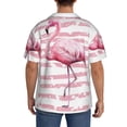 thumbnail image 3 of Balery Flamingo Camisa Casual de Manga Corta con Botones para Hombre, Texturizada, Estilo Cubano, para Playa, Verano-Large, 3 of 5