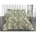 thumbnail image 2 of Ambesonne Leafy Design Quilted Coverlet 2 Pcs, Modern Leaves Exotic, Twin Size, White Pale Olive Green, 2 of 4