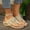 Beige, variant on WIZUTIZ Wedge Sandals for Women Dress Sandals for Women Casual Comfortable Stretch Beach Sandals Pull-On Summer Shoes Flat Heel (O"-1) Medium Solid Sandals for Lady Vacation Brown