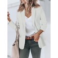 thumbnail image 2 of Blazer Cicy Bell para mujer, casual, con parte delantera abierta, poliéster blanco, 2 of 6
