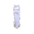 thumbnail image 2 of BLISSFUL STEP Women's Sandals Solid Color Mid Block Heels Lace up Sandals Light Purple 8, 2 of 7