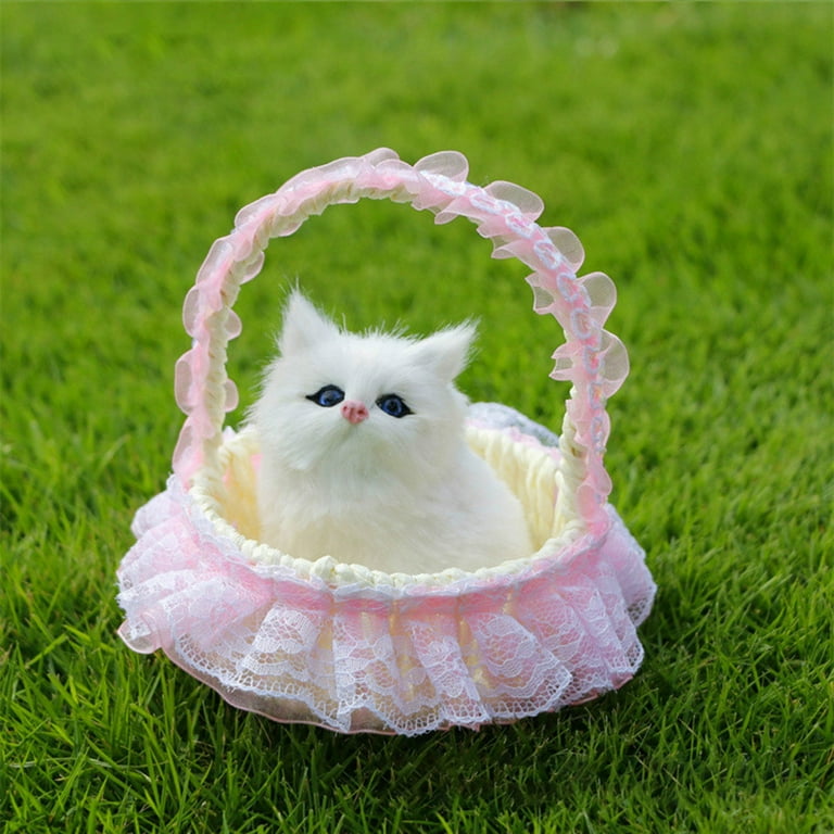 Skindy Simulation Cat Model Vivid Sounding Kitten Doll Lovely Miniature Figurine Decoration Faux Fur 3D Animal Figure Basket Model Car Ornament Craft Gift Walmart