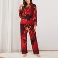 thumbnail image 2 of Daiia Black Spider Web With Spiders for Women's Long-Sleeved Pajama Set – Soft & Comfortable Sleepwear Button-Up Pajamas Cozy Lounge Wear-Large, 2 of 7