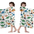thumbnail image 4 of White Cartoon Dinosaurs Volcanoes Pattern Hooded Bath Towel，60"x35" for Ages 3 To 12 Kids, Quick Dry Lightweight Soft Microfiber Hood Beach Towel Cover Up for Kids, 4 of 7