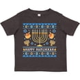 thumbnail image 3 of Inktastic Happy Hanukkah Sweater Style Design with Menorah and Dreidel Boys or Girls Toddler T-Shirt, 3 of 5