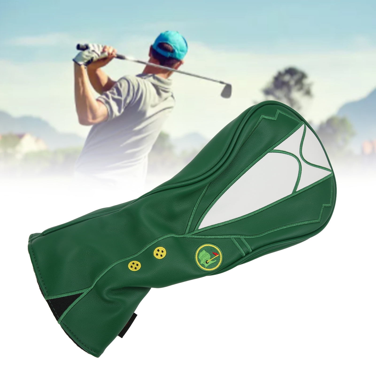 NFTIGB Golf Club Head Cover PU Leather Elastic Neckline Soft Thick Lining Rainproof Sunscreen Driver Headcover 1 Wood Masters Green Jacket Design 13 inches / 33 cm Length Protector Sleeve