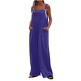 thumbnail image 2 of Fashion Plus Size Jumpsuits for Women with Sleeves Summer Printed Jumpsuit Casual Button Pocket Sleeveless Wide Leg Trousers, 2 of 8