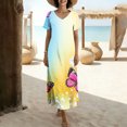 thumbnail image 5 of YuXingFu Black Dresses for Women Maxi Crew Neck Plus Size Womens Dress Short Sleeve Floral Long Casual Summer Yellow S, 5 of 7