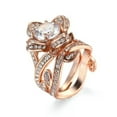 thumbnail image 3 of Luxury Flower White AAA Topaz Women's Engagement White Gold Filled Ring Sz 6-12, 3 of 9