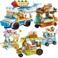 thumbnail image 3 of DIY Architecture Ice Cream Car Store Street View Food Building Blocks Kit Girls Bricks Classic Movie Model Kid Toys For Children 8613-5 no Box, 3 of 6
