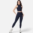 thumbnail image 5 of Active Women's High Neck Cropped Tank Top with Racerback Design - Small, Navy, 5 of 6
