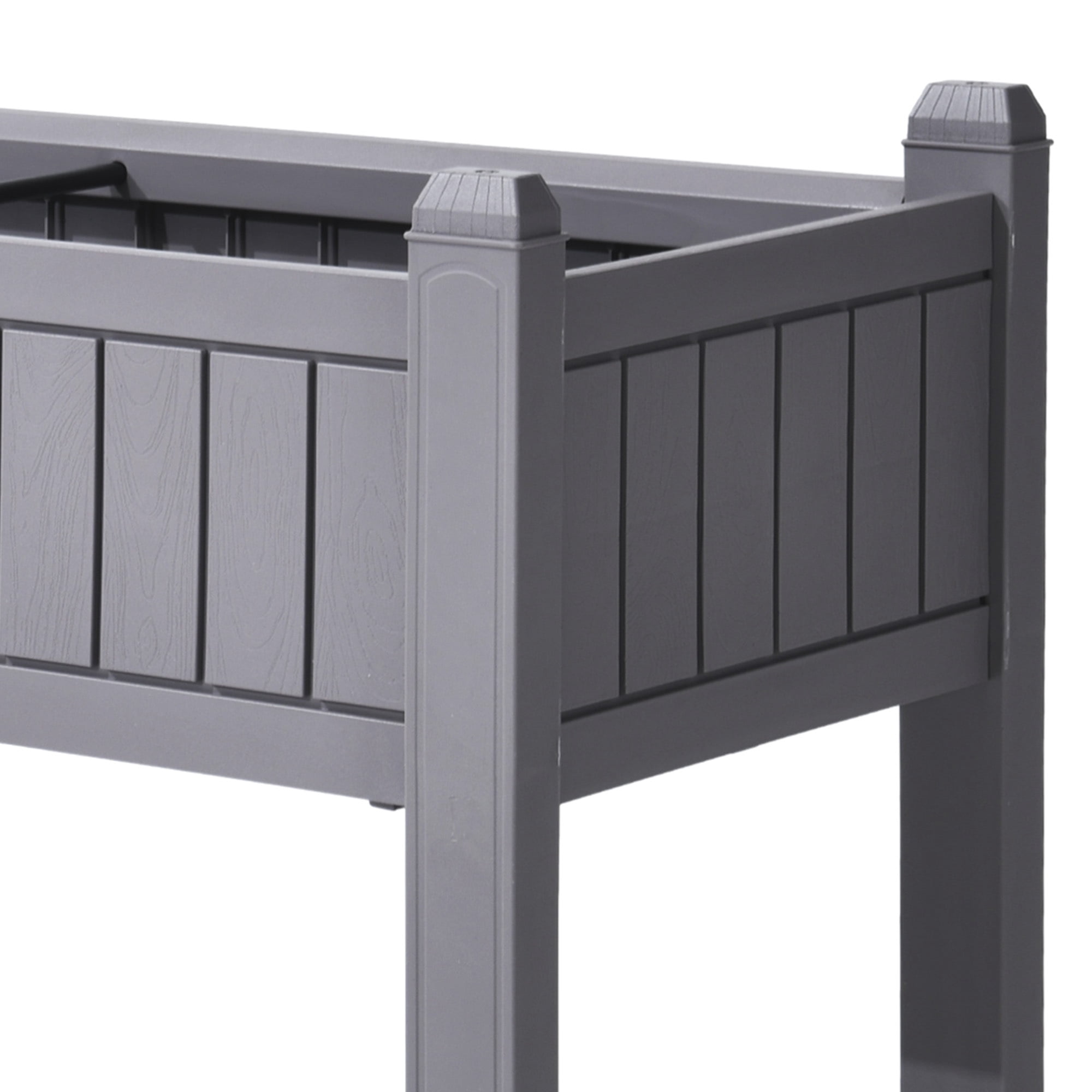 Uforic Mobile Raised Garden Bed 42.5x17.3x35.4 in, Elevated Plastic Planter Box with Drain Plug, Storage Shelf & Wheels, Light Brown