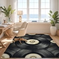 thumbnail image 3 of Design&I 4'x6' Washable Area Rug Retro Record Vintage Music Distressed Grooves Grooved Circle Vinyl Refined for Dorm Room, Living Apartment, Flatweave Daily Traffic Ready, 3 of 7