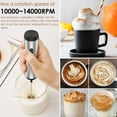 thumbnail image 3 of HLONK Handheld Milk Frother with Stainless Steel Stand USB Rechargeable Milk Foam Maker Electric Foam Blender Powerful Whisk Mixer for Coffee Cappuccino Frappe Matcha Hot Chocolate, 3 of 10