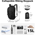 thumbnail image 2 of Petit Sac à Dos de Randonnée Pliable et Compact - Sac de Jour Pliable Léger et Durable pour Hommes et Femmes, Idéal pour la Randonnée, le Voyage et les Aventures en Plein Air, 2 of 7