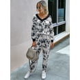 thumbnail image 3 of Women's 2 Piece Leopard Print Long Sleeve Tops and Pants Set Tracksuits, White, Large, 3 of 7