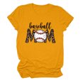 thumbnail image 1 of T-shirt Décontracté pour Femmes à Manches Courtes Uni avec Imprimé de Baseball, Col Rond, Hauts Imprimés, 1 of 1