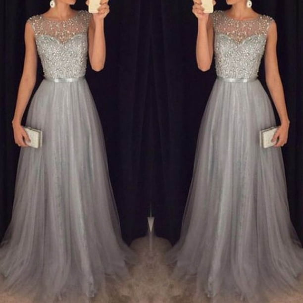 WILLBEST Vestidos de Verano 2025, Vestido Largo Formal de Encaje para Mujer, Vestido de Fiesta de Noche para Dama de Honor, Vestido de Boda Chica