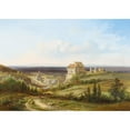 thumbnail image 2 of Pieter Franciscus Peters 18x14 Gold Ornate Wood Frame and Double Matted Museum Art Print Titled - View of Schlos Haunsheim in the District of Dillingen on the Danube, 2 of 4