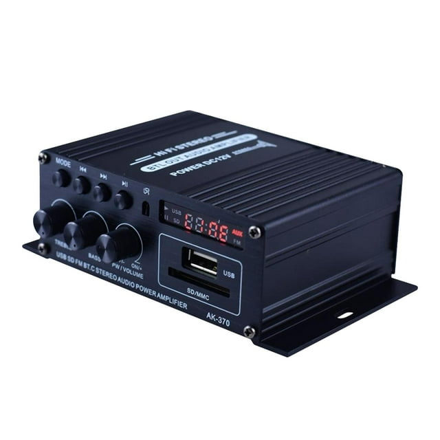2 Channel Mini Audio Amp Speaker 12V Bass & Control,Power Adapter Not Included