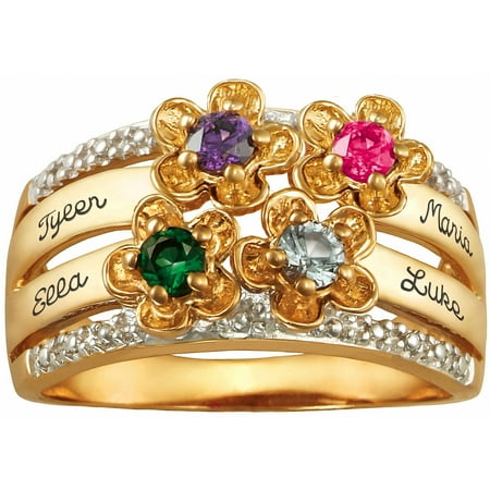 Keepsake Personalized Sunday Blossom Mothers Birthstone Ring available in Sterling Silver, and 10kt Gold