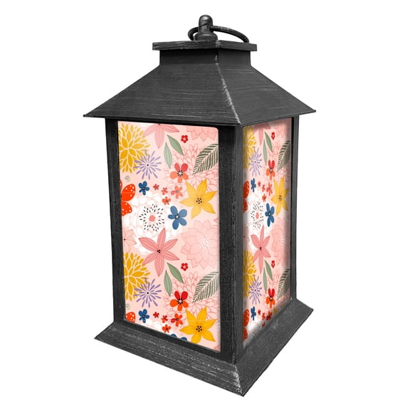 Briarwood Lane Everyday LED Candle Lantern 13.5 x 5.5 x 5.5 Colorful Flowers