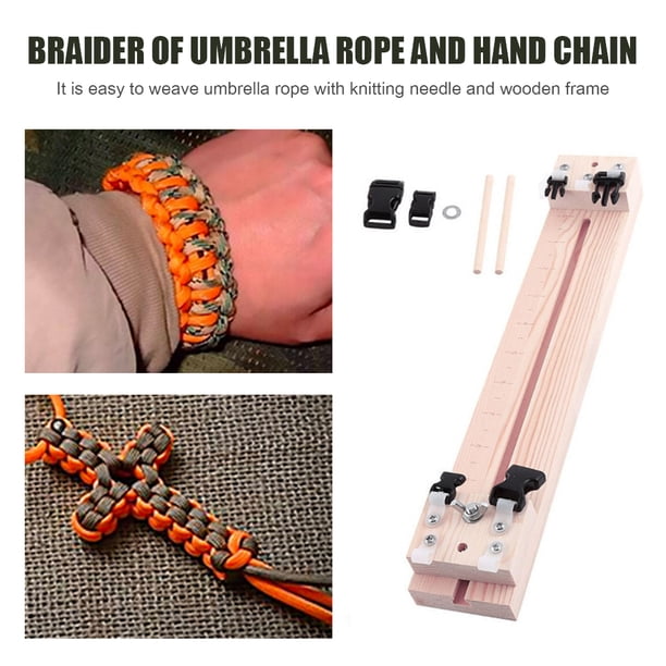 Longitud ajustable Paraguas Cuerda Pulsera Weaver Marco de madera Paracaídas Cuerda Abrazadera