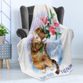 thumbnail image 4 of Valentines Day Soft Flannel Fleece Throw Blanket, Be My Valentine Little Baby Kitten with Garden Flowers Print, Cozy Plush for Indoor and Outdoor Use, 50" x 60", Multicolor, by Ambesonne, 4 of 5