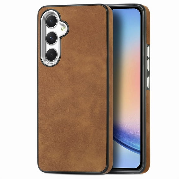 Nalacover for Samsung Galaxy A14 5G Case, Skin Friendly Slim PU Leather Soft Lining Cover, Lightweight TPU Shockproof Plating Buttons Camera Lens Protection Case for Samsung Galaxy A14 5G,Brown