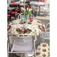 thumbnail image 6 of Outdoor Tablecloth with Umbrella Hole Zipper Boho Pink Red Floral Round Tablecloth 60" Waterproof Outside Table Cloth Farmhouse Vintage Flower Green Leaf Patio Table Cover Tablecloths for Picnic, 6 of 8