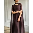 thumbnail image 4 of PAOLA RIBONI Elegant Long Sleeve Wedding Guest Dress in Classic Black, Modest 1pc Evening Gown with Cape Sleeve for Women, Perfect for Formal Occasions, 4 of 8