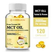 Coolkin MCT OIL Capsules 3000mg -Weight Loss,Digestive Support,Brain,Skin Health 120pcs (1/3/5 Pack)