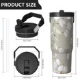 thumbnail image 4 of Floral 30oz Handheld Travel Tumbler with Handle – Double Wall Stainless Steel Insulated Cup, Flip Straw Lid, Leak-Proof & BPA-Free, Durable Hot & Cold Drink Mug,Thanksgiving, Xmas, Spring ,Flower, 4 of 6