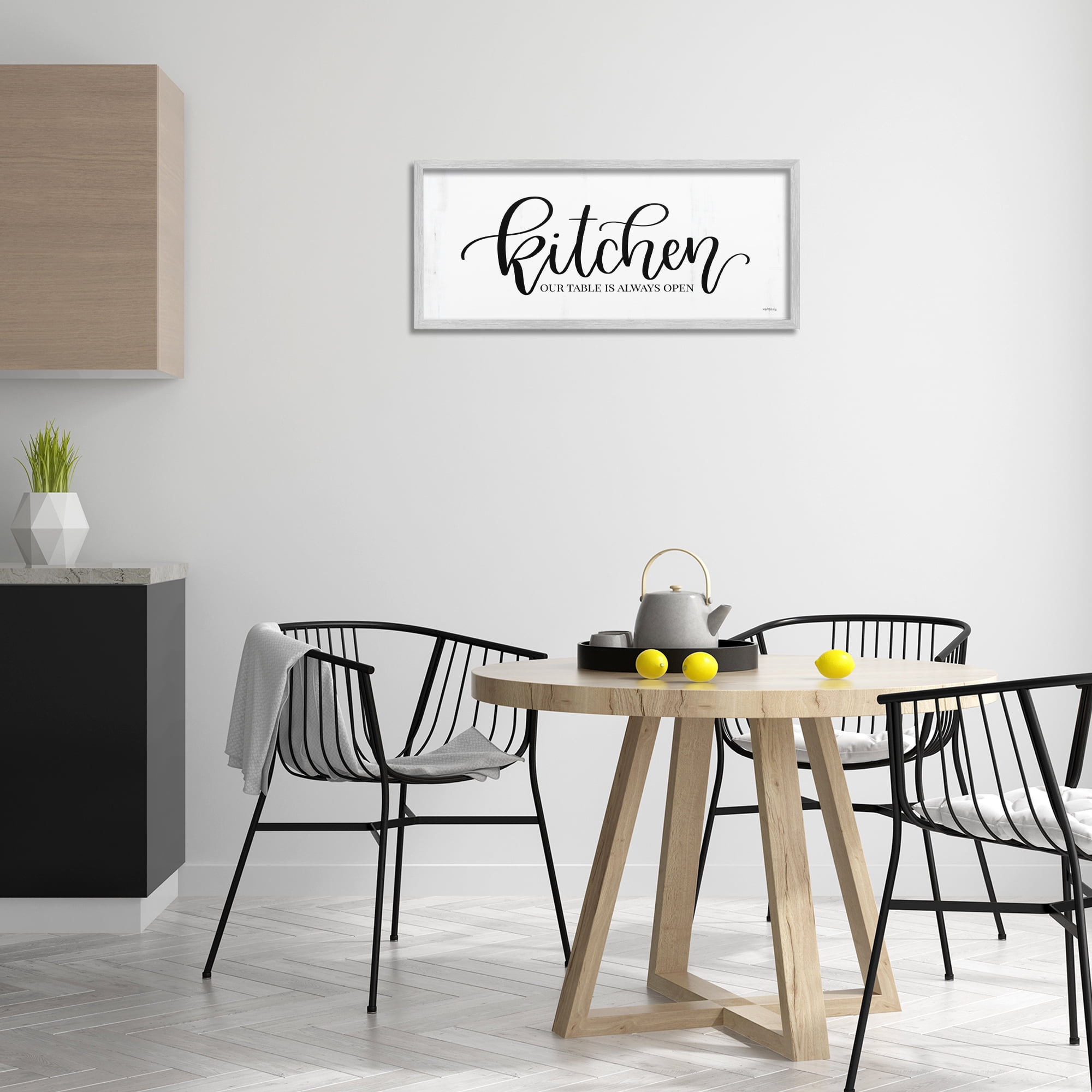 Stupell Industries Kitchen Always Open Typography Painting Gray Framed Art Print Wall Art, 30 x 13