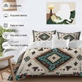 thumbnail image 3 of 3 Piece Red Teal Brown Southwestern Duvet Cover Set Twin Size,Microfiber Comforter/Quilt Cover with Corner Ties and 2 Pillowcases,Ethnic Geometric Boho Retro All Season Bedding with Zipper Closure, 3 of 8