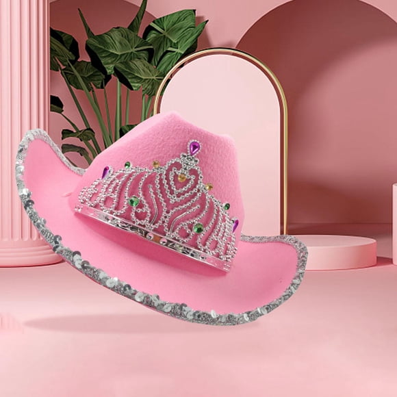 Sombrero de vaquero con corona sombreros de disfraces lentejuelas de corona grande Hugo