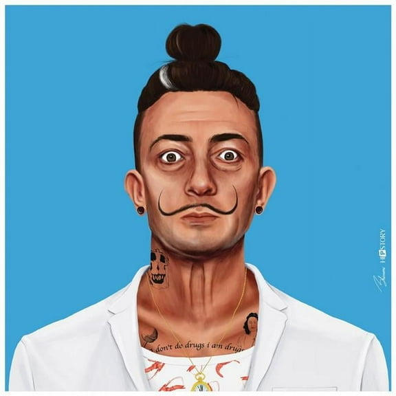 "Hip Salvador Dali" Frameless Free Floating Reverse Printed Tempered Art Glass Wall Art