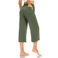 thumbnail image 4 of Wide Leg Cropped Pants for Women Casual Travel Work Sweatpants Loose Fit Summer Trousers with Drawstring Waist and Pockets, 4 of 5